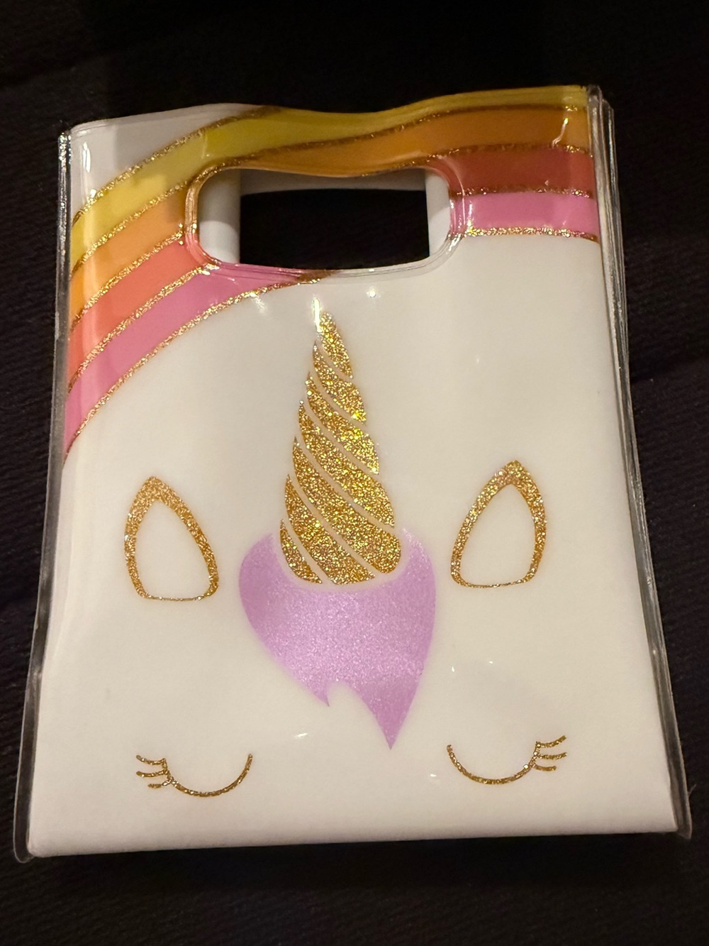 Bath & Body Works White Unicorn Party Favor Bag with Pink and Gold Accents
